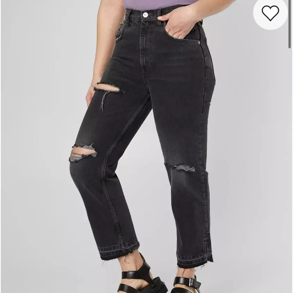 We the Free People Lita Ankle Straight Jean Faded Black Size 29 Distressed - Image 2