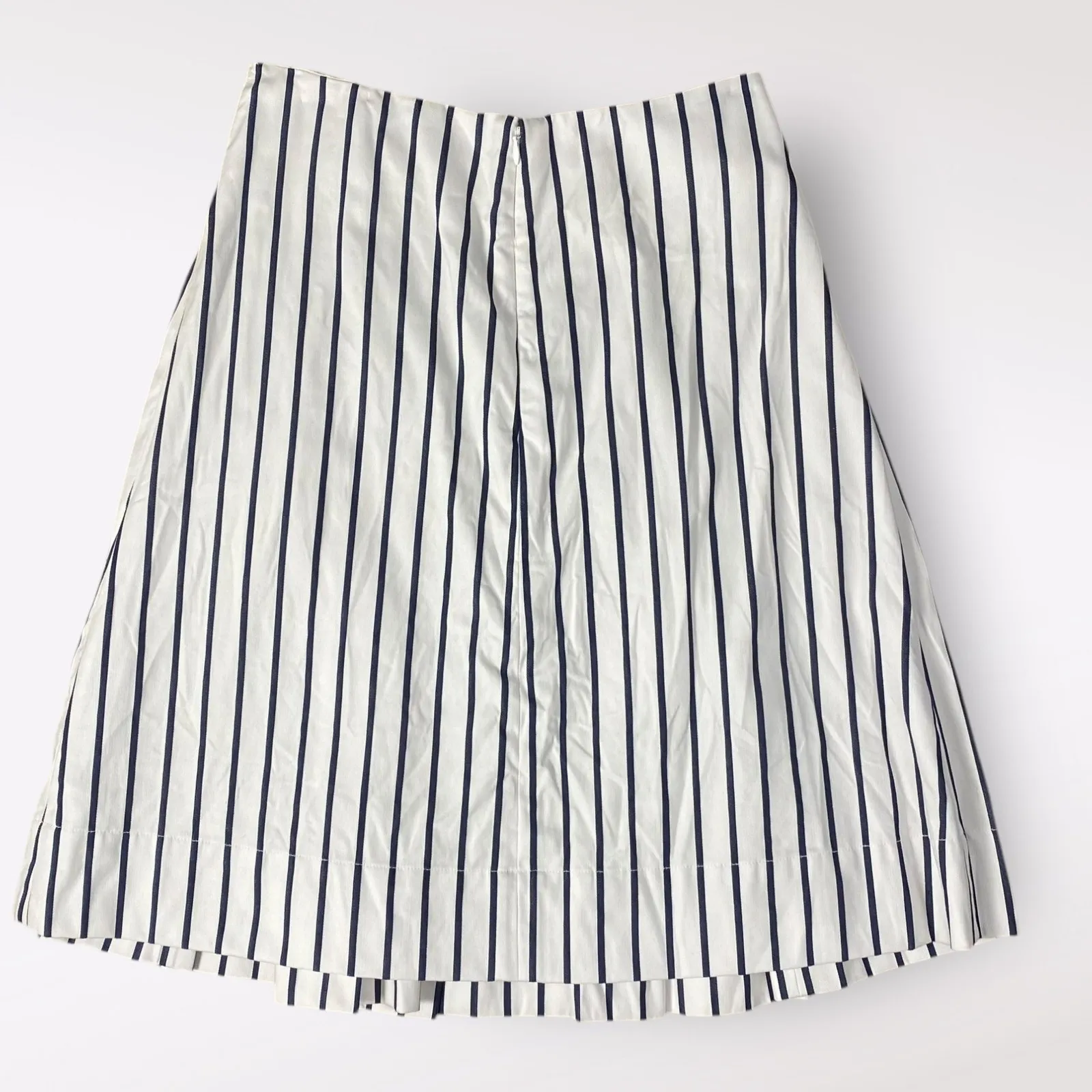 Kate Spade Broome Street Pleated Striped Knee Length Skirt Size‎ 2 White - Image 3