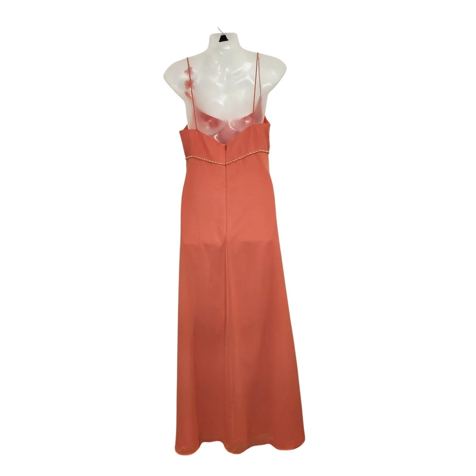 David's Bridal Orange Sleeveless Floral Vintage Bridesmaid Maxi Long Gown Large - Image 2