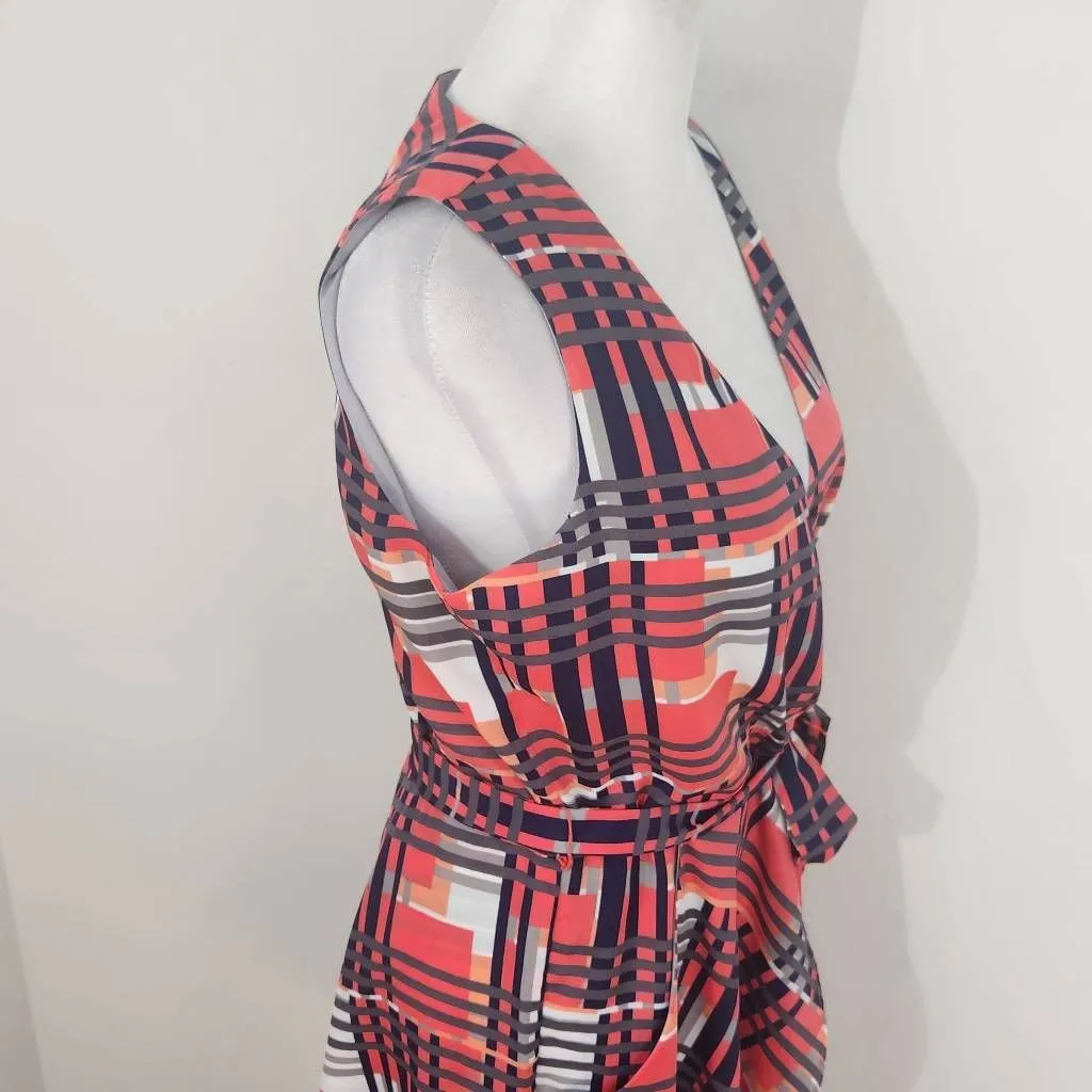 Banana Republic Pink Plaid Fit and Flare Wrap Dress Size 4 Wedding Guest Dress - Image 6