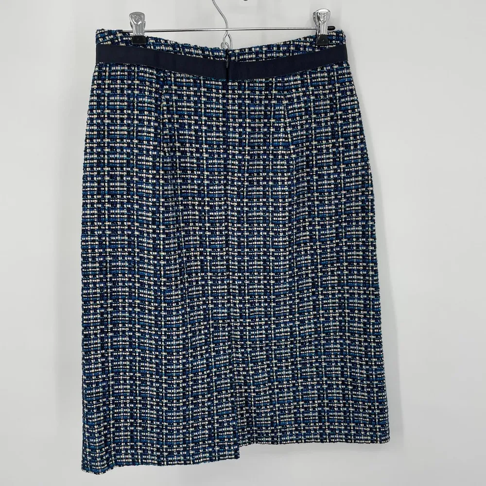 NWT Boss Varius Tweed Suit A-Line Skirt Navy Italian Tweed Size 6 - Image 7