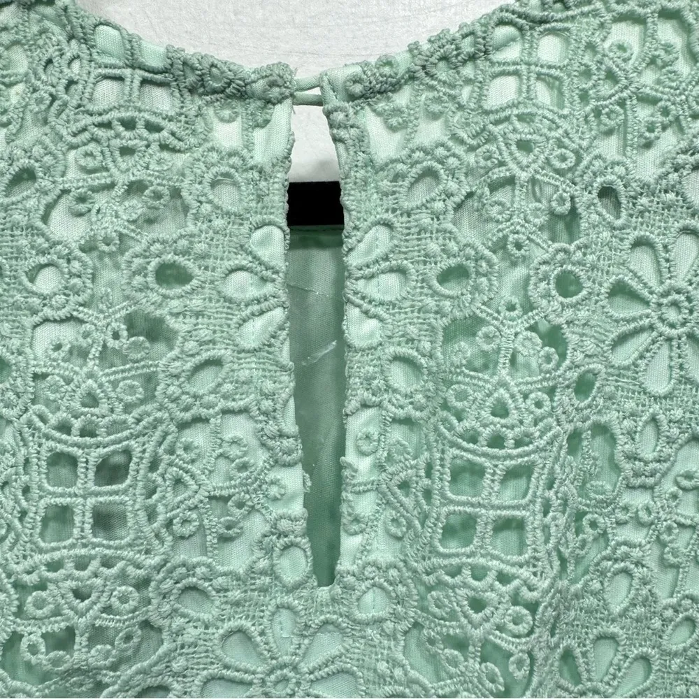Mint Green Crochet & Chiffon Mini KAS New York ModCloth Exclusive Babydoll Dress - Image 11