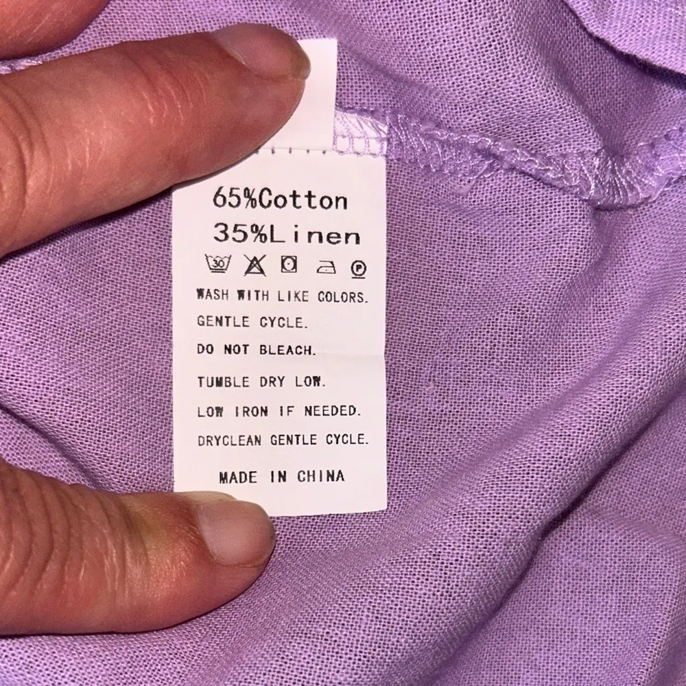 Lavender Embroidered Linen/Cotton Shirt Women's Top‎ *flaw XL White - Image 8