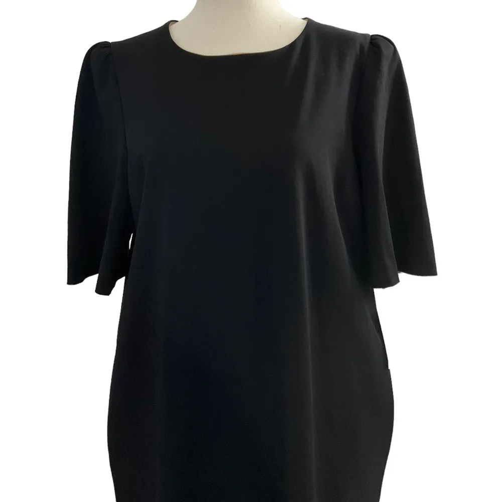 Lost Wander Black Straight Short Sleeve Shoulder Padded Dress NWT - Image 4