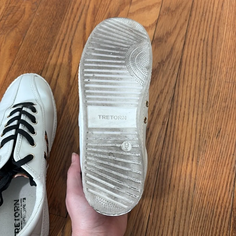 Anthropologie Tretorn Nylite‎ Plus Sneaker Leather Shoe White Women's 9M leopard - Image 8