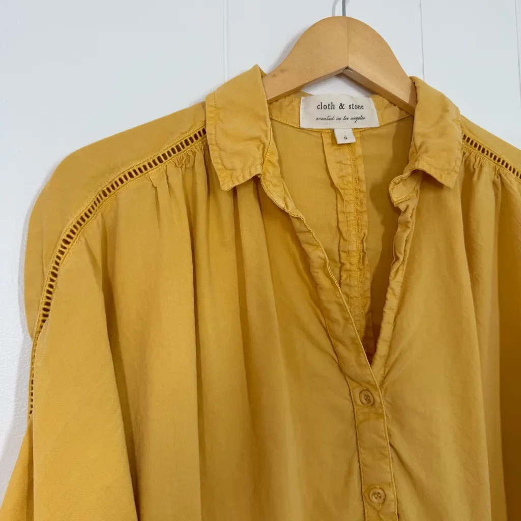 Cloth & Stone Yellow Button Down Long Sleeve Shirt - Image 8