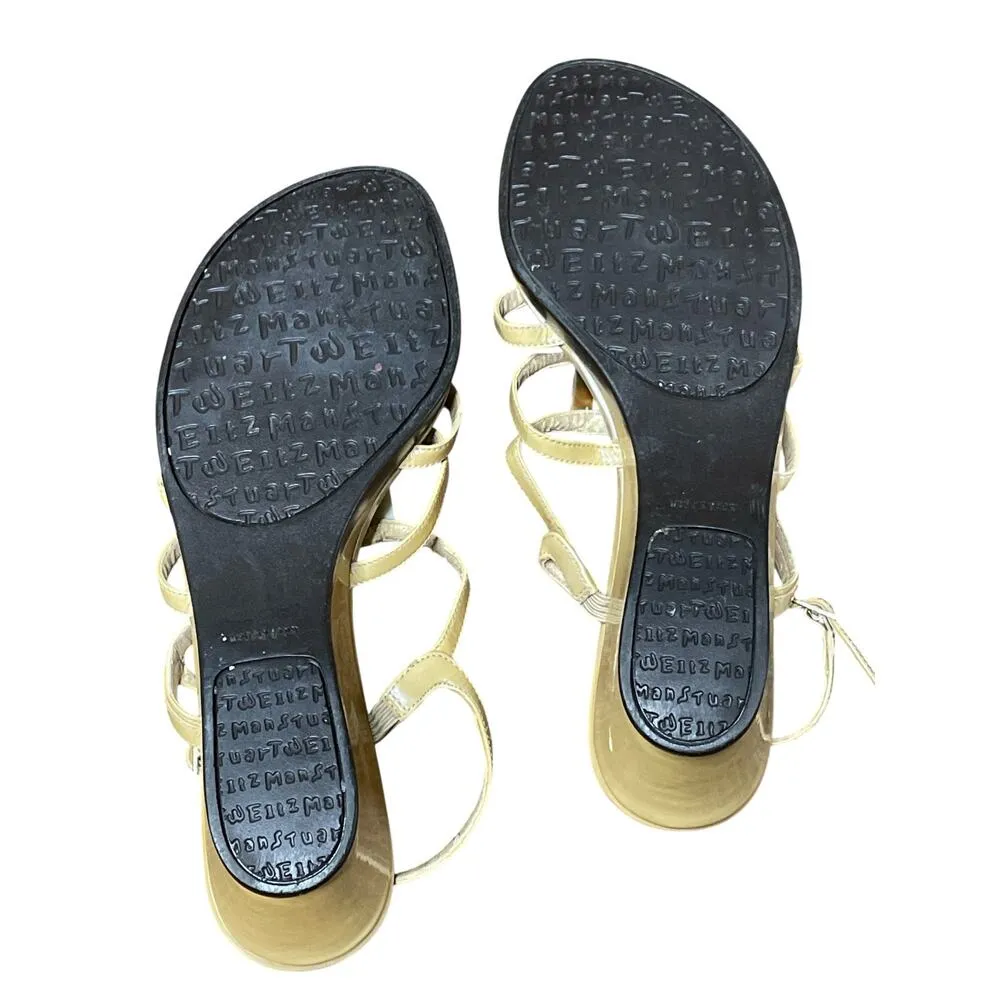 Stuart Weitzman Strappy Tortoiseshell & Leather Wedge Sandals 6.5 - Image 5