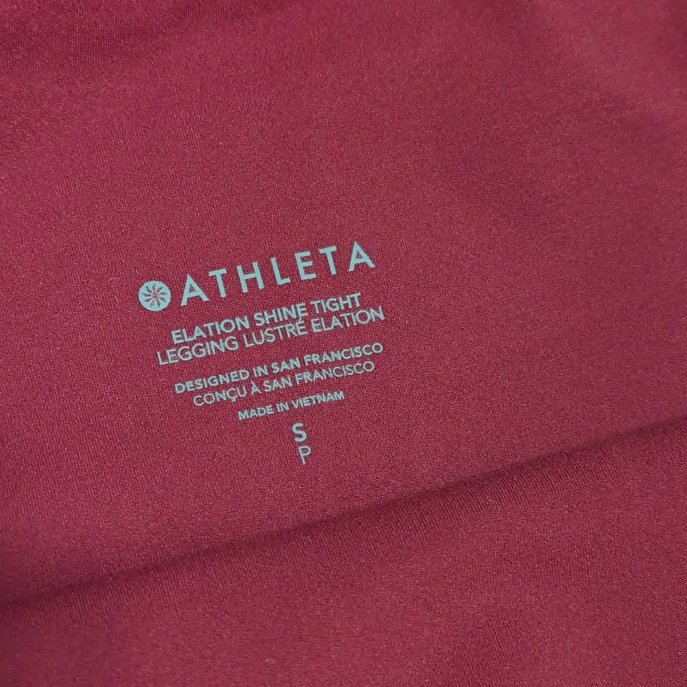 Athleta Elation Shine Tight Decadent Red Womens Small Workout Leggings Shimmer - Image 4