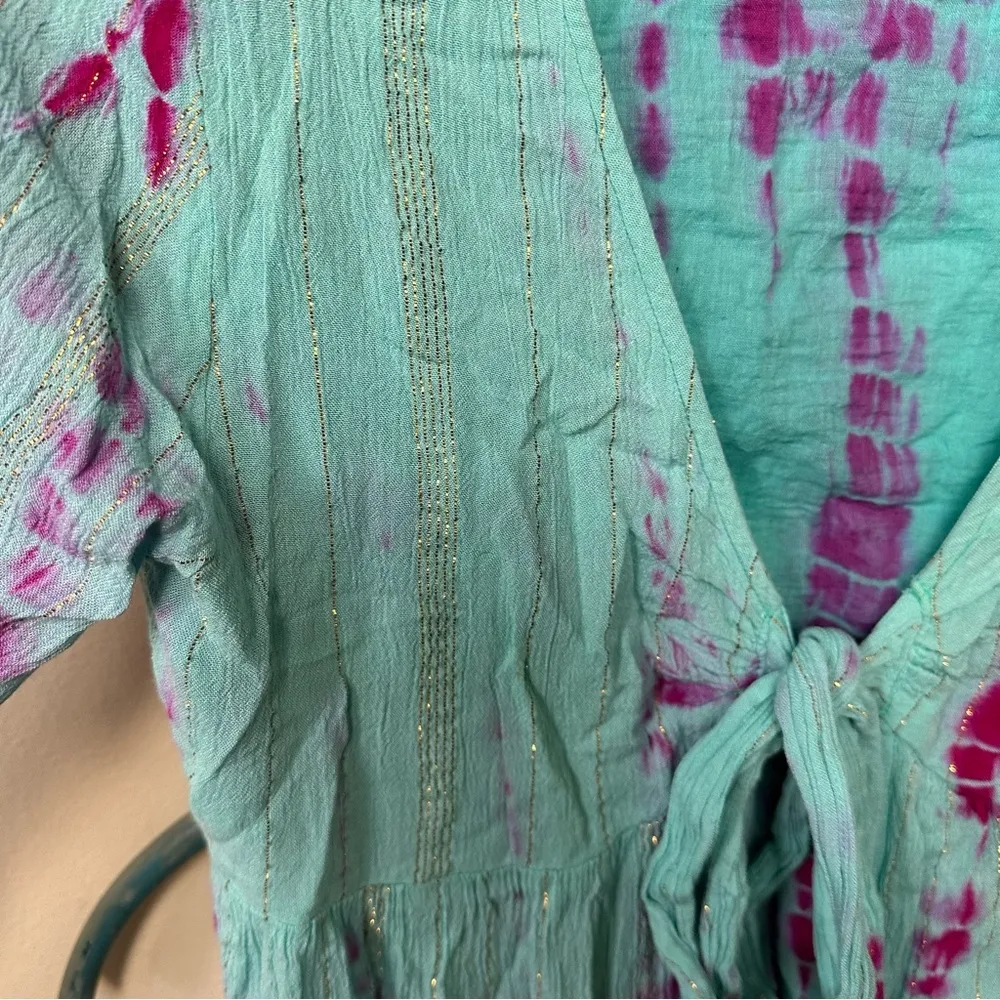 Ranee’s Aqua Pink Maxi Batik Design Duster Coverup Small/Medium Blue Size undefined - Image 3