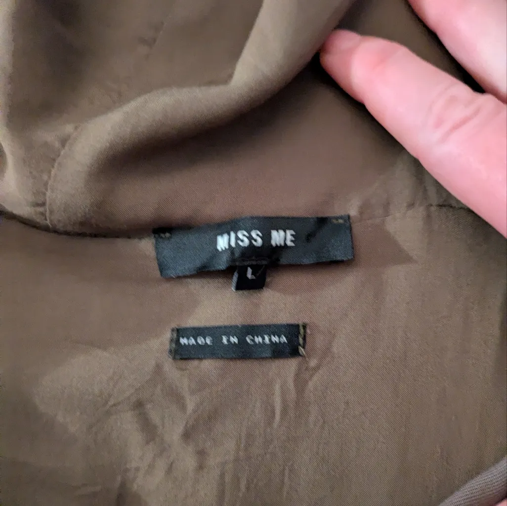 Miss Me Brown Lightweight Tribal Embroidery Stitchig Jacket Size Large - Image 5