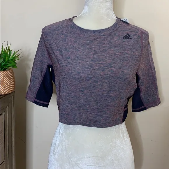 nwt //adidas space dye athletic mesh back crop top - Image 5