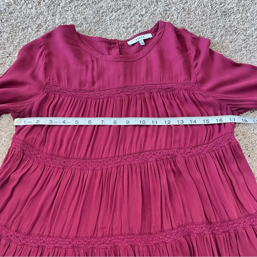 RO&DE Womens Burgundy Tiered Lace Blouse - Image 11