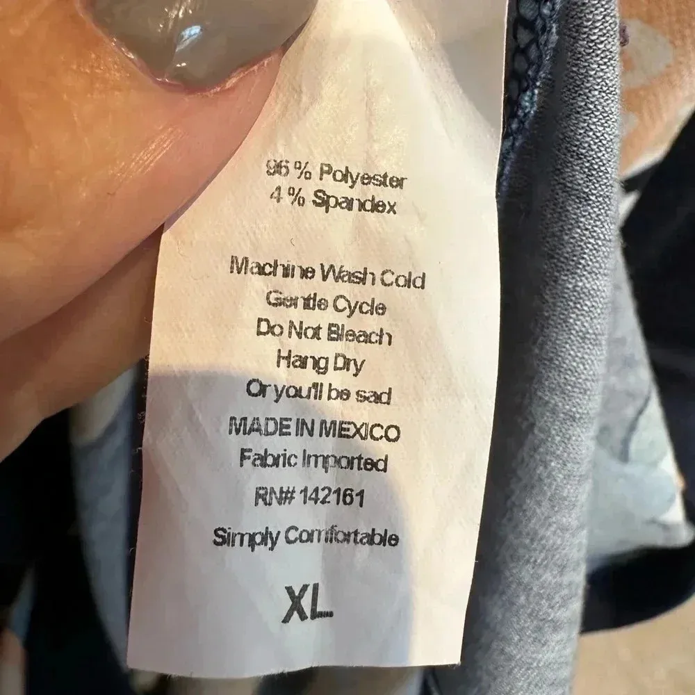 LuLaRoe Navy Floral Cherry Blossom Fitted Julia Midi Dress Size Women’s XL - Image 7