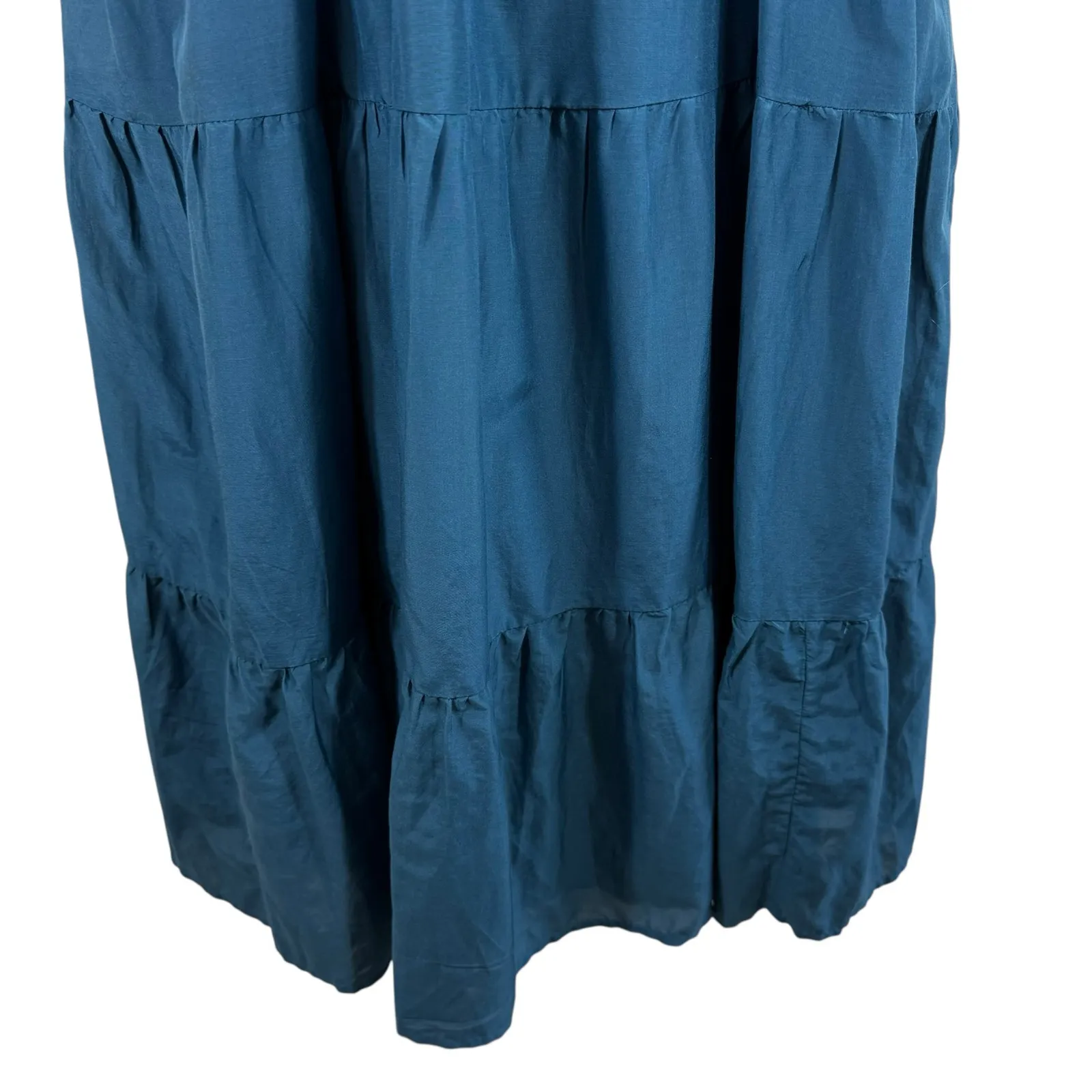 Vinyard Vines NWT Mallard Blue Lightweight Short Puff Sleeve Tiered Maxi Dress S - Image 6