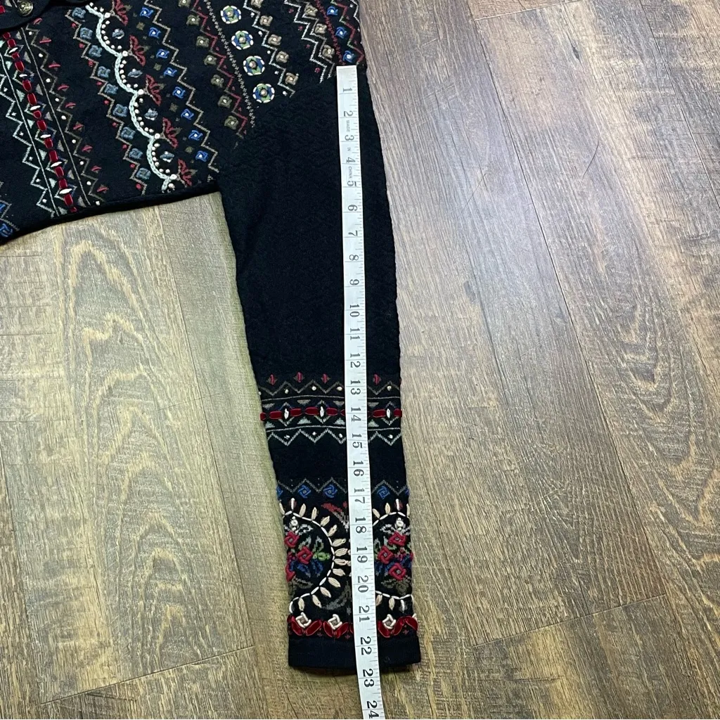 NEW Carson Sweater Cardigan Coat Black Floral Embroidered Womens Small Wool - Image 11