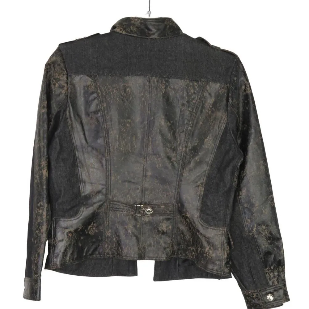 90s Vintage Brown Distressed Leather Jacket Moto Biker Jacket Medium - Image 4