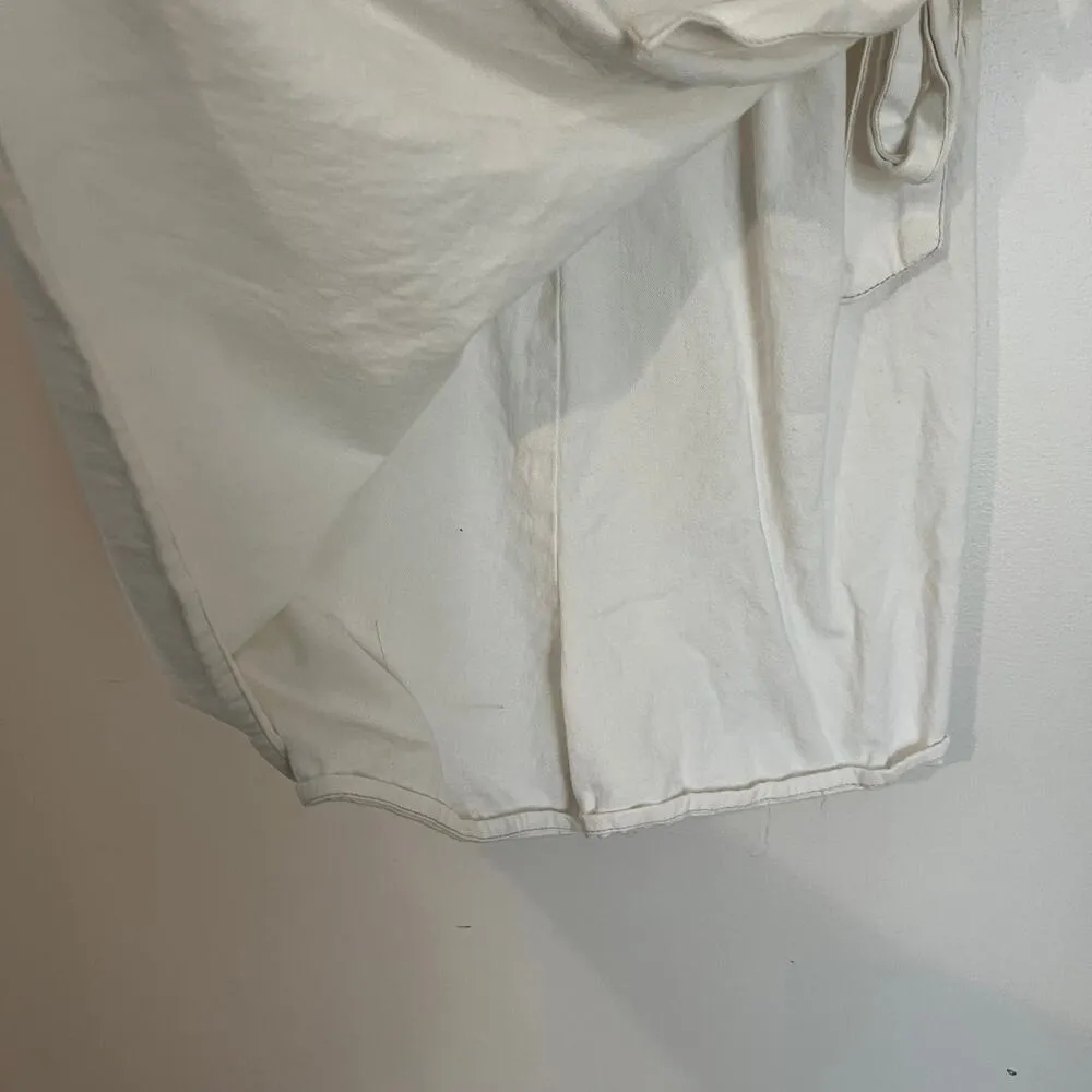 Sincerely Jules 100% Cotton White Romper Skort Dress Smocked Back Tie Waist Sz M - Image 3