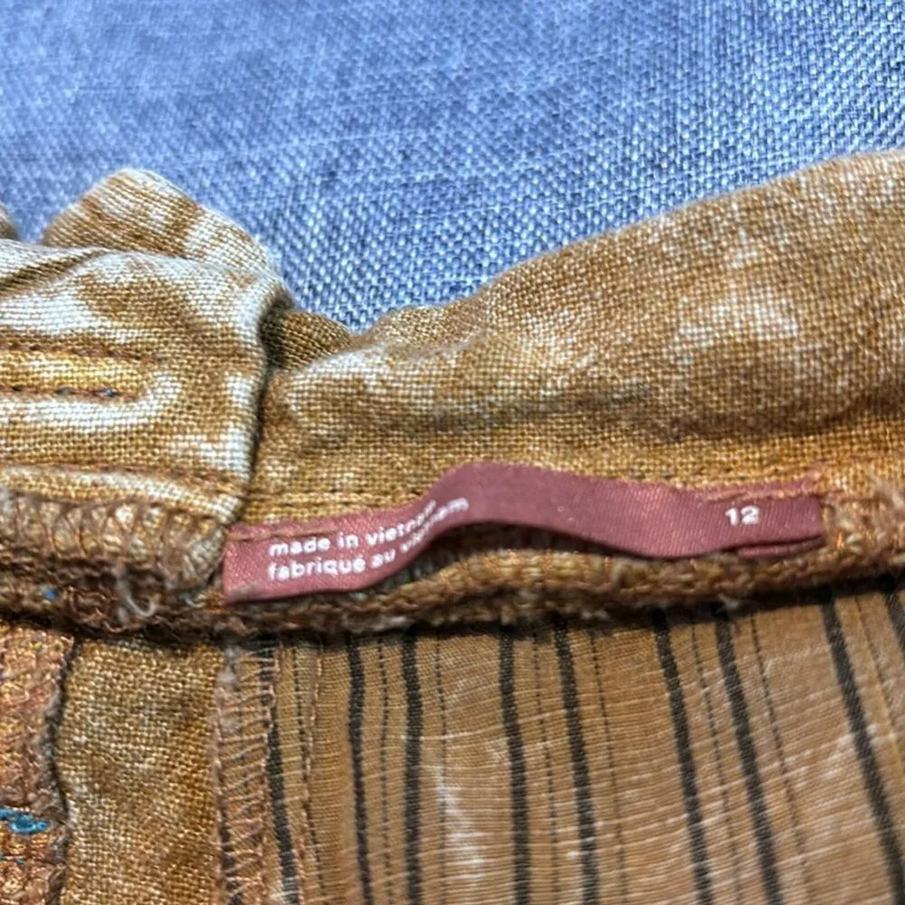 Anthropologie Pilcro Linen Paperbag Waist Mini Skirt in Rhoda Tan Size 12 - Image 9