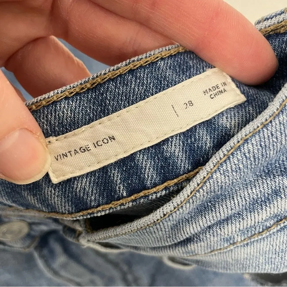 Pacsun Vintage Icon High Rose Light Wash Black Pinstripe Jeans Womens 28 Blue - Image 12