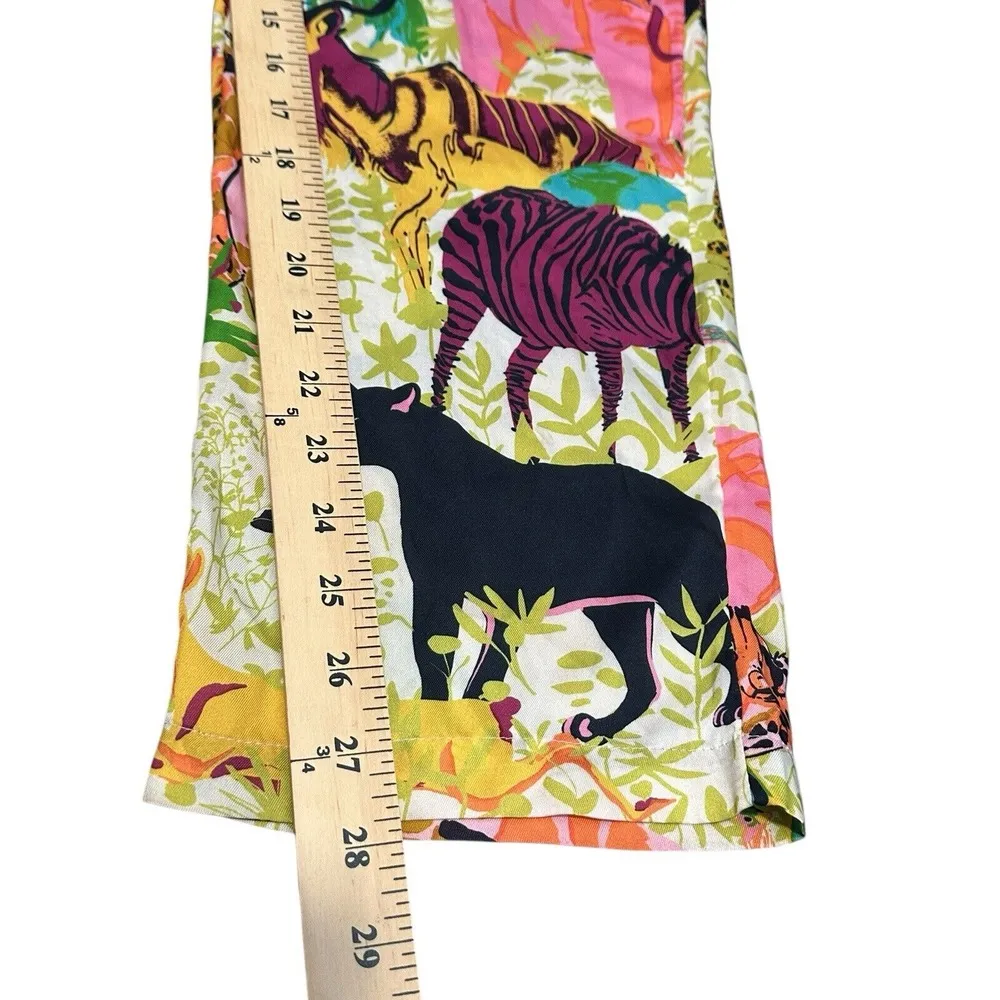 J Crew Pants Size 2 Drapey Wide‎ Leg Ratti Safari Printed Soft Tropical #QR6-5 - Image 7