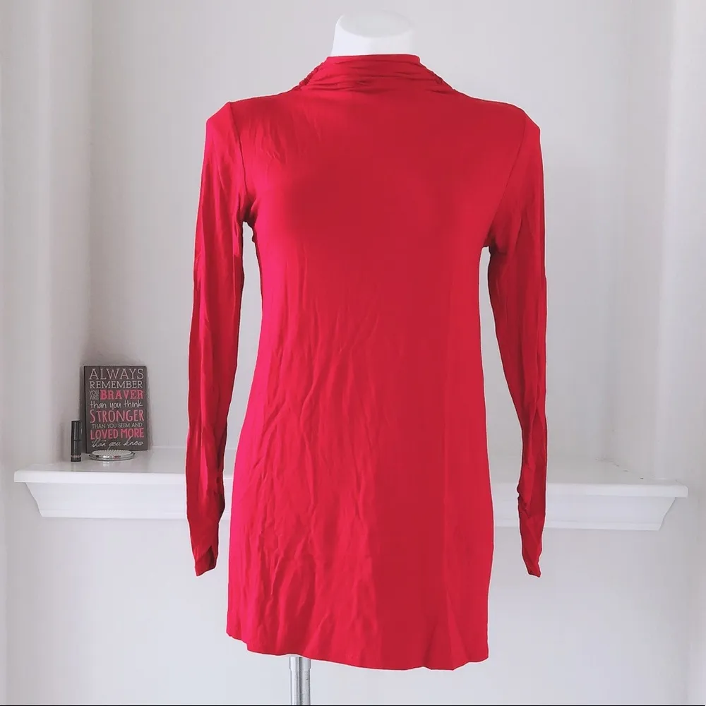 Peck & Peck Turtleneck Jester Red Top Ruche Neck Base Layer Size S NWT - Image 2