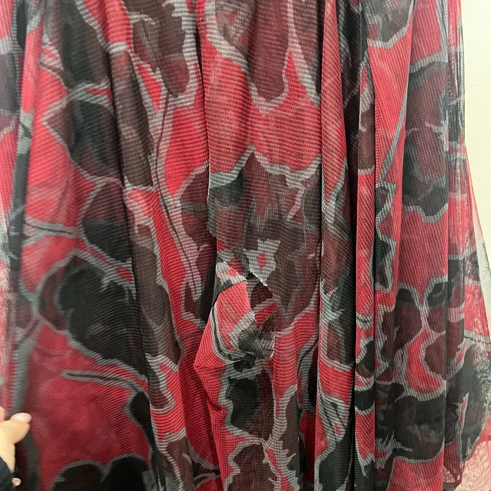 FLAWED Halston Red Sleeveless Tulle Dress Size 8 US $495 - Image 6