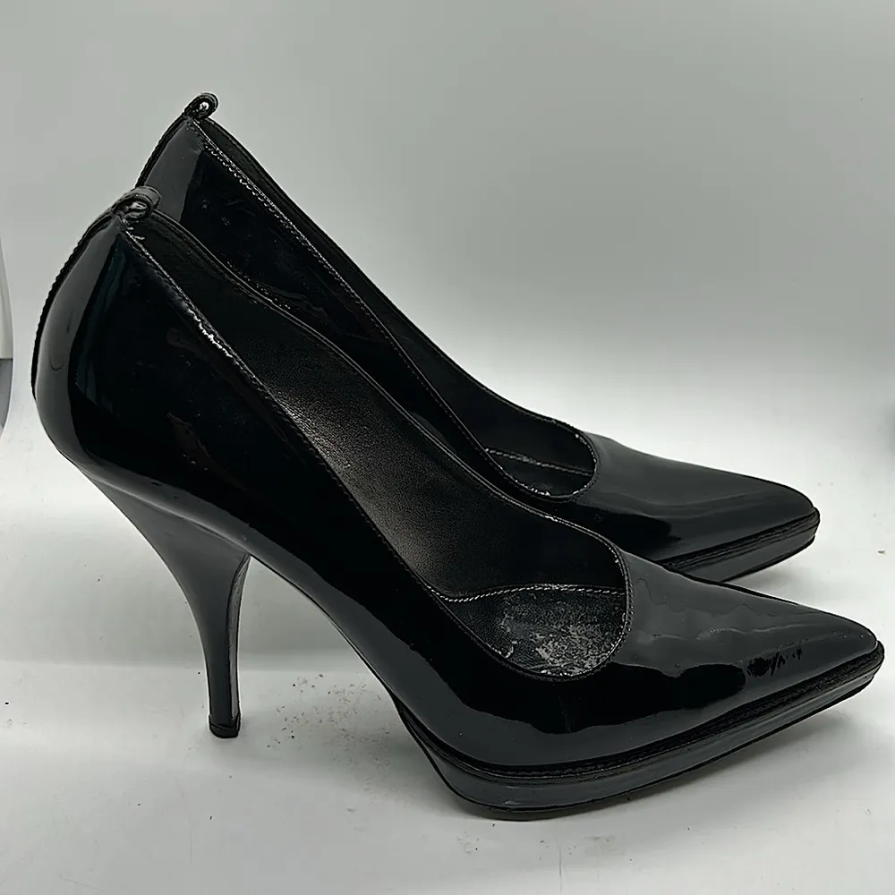 Prada Authenticated Black Patent Leather Stiletto Heel Shoes **Sz 38/US Size 8** - Image 5