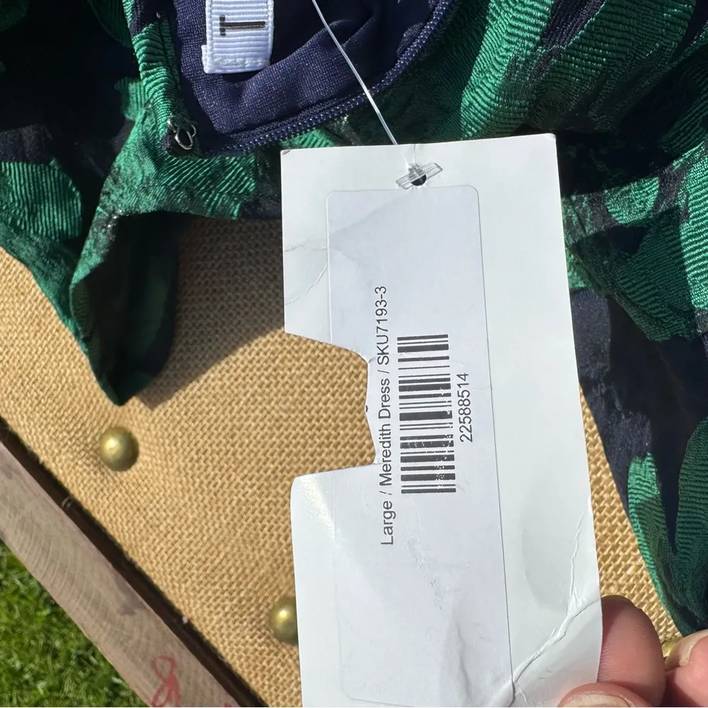 TCEC Avara Meredith Green Floral Short Bollon Mini Sleeve Dress L - Image 7