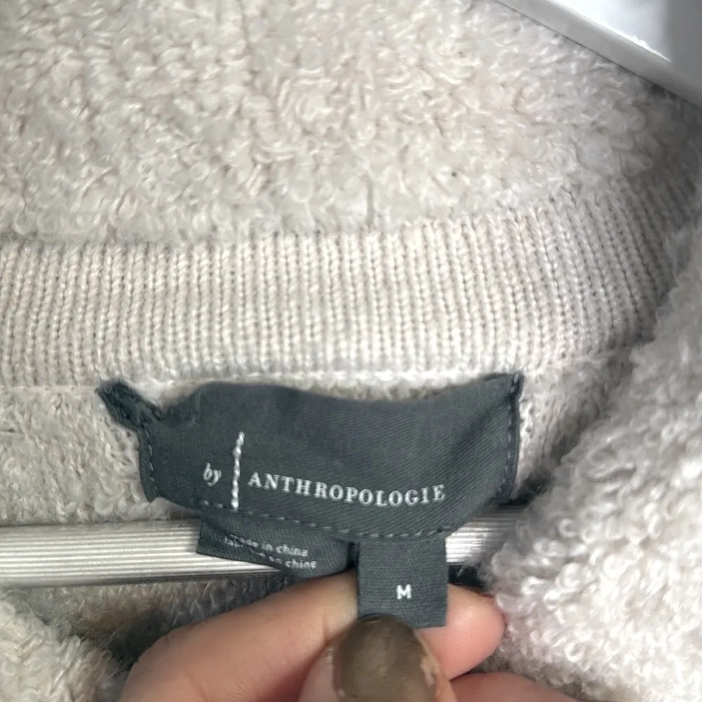 Anthropologie Flat White Knit Button-front Sweater Coat Jacket W1167 Sz M - Image 8