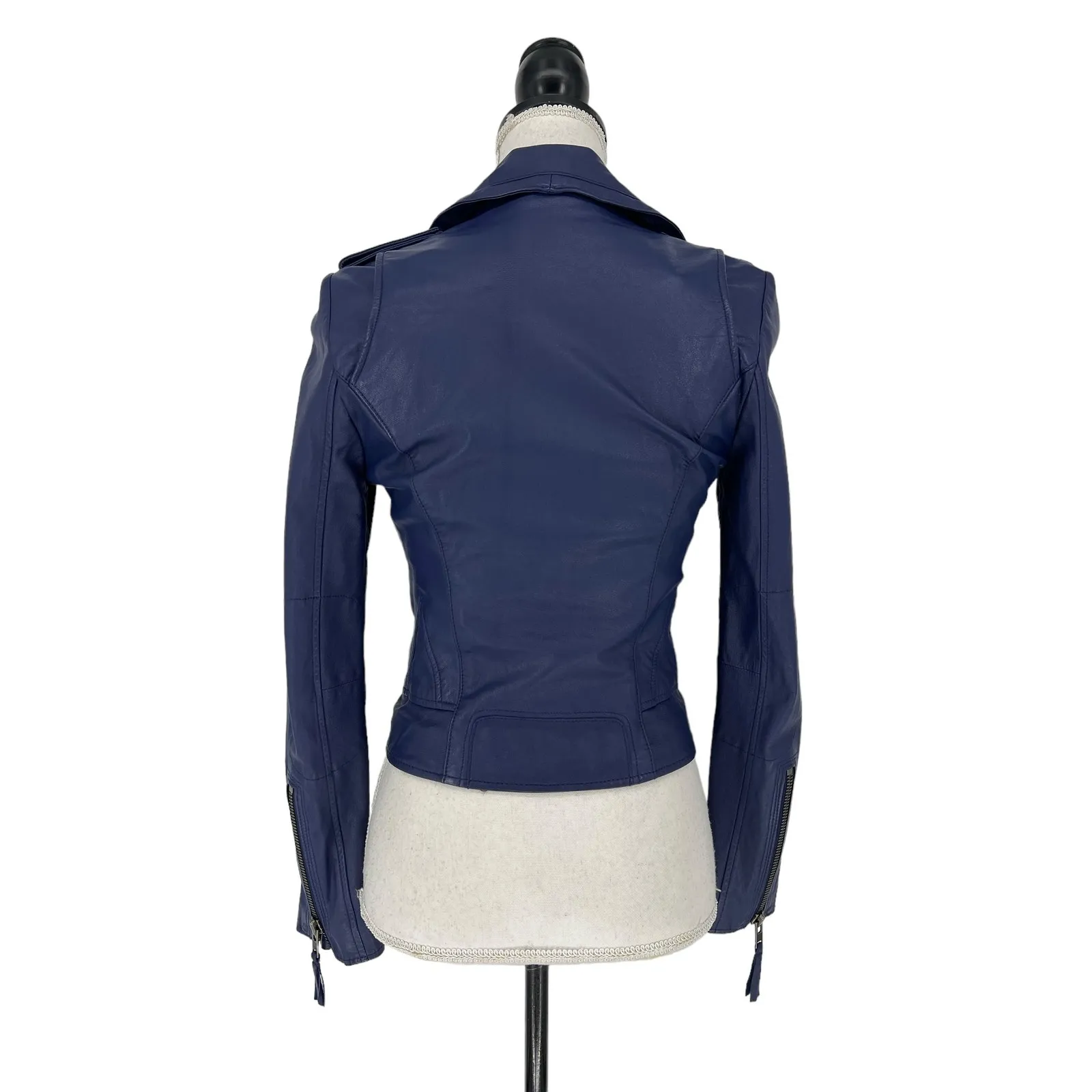 Joie Ailey Leather Moto Jacket in Sergeant Blue - Image 15