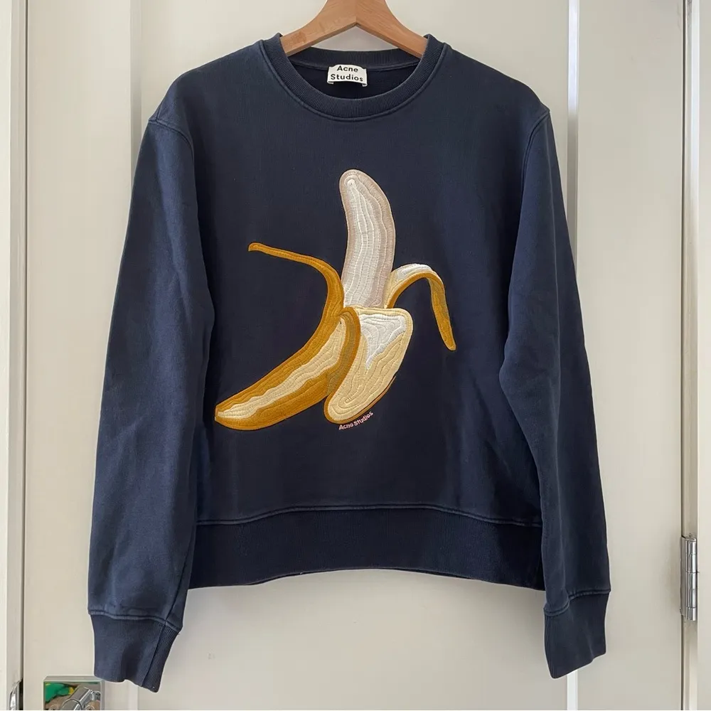 Acne Studios Banana Emoji Embroidered Black Yellow Crewneck Sweatshirt Size S - Image 2