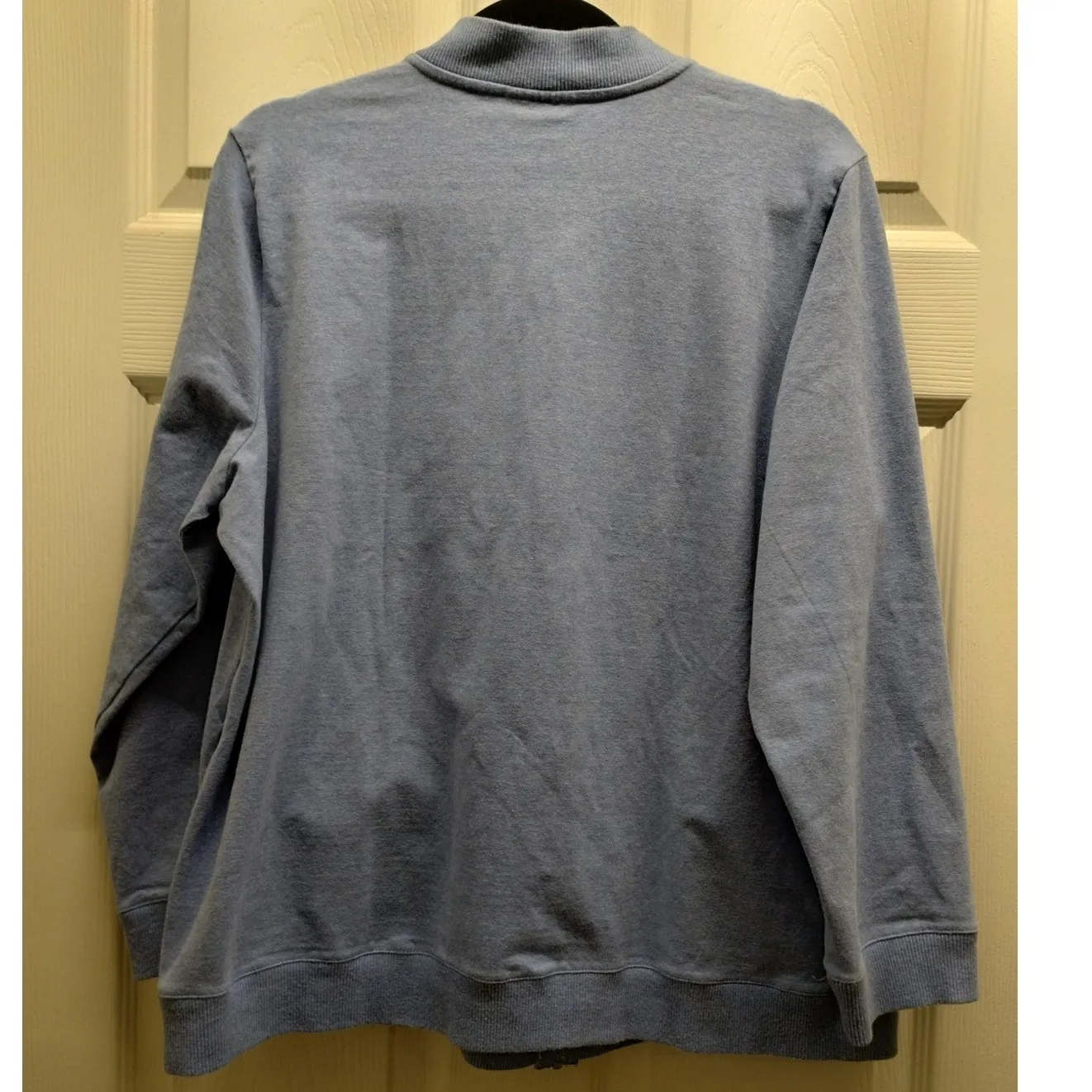 Alfred Dunner Women's Size 18W Blue Eyelet Detail Knit Full Zip Jacket Sweater - Image 3