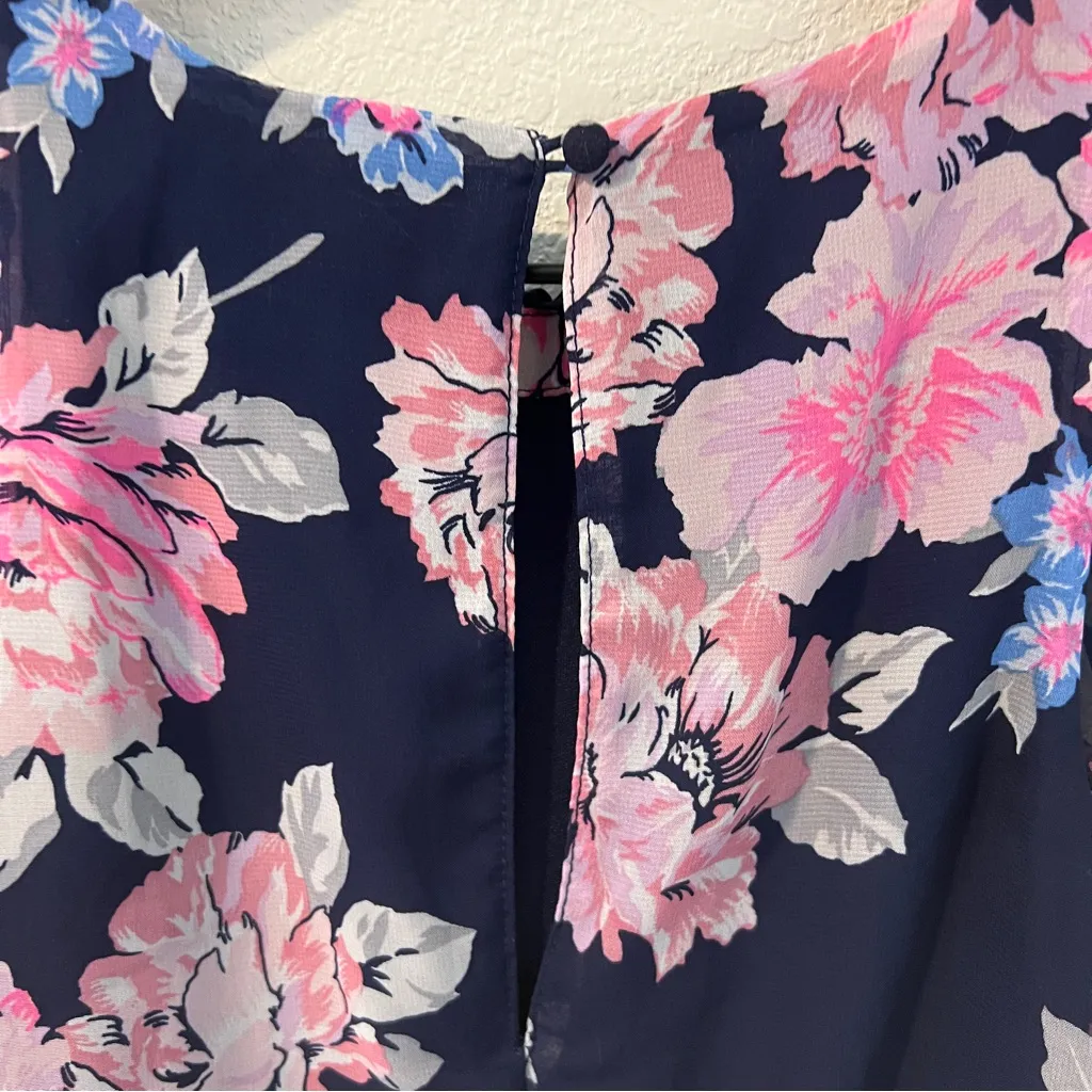 Old Navy‎ Chiffon Floral Ruffle Trim Sleeveless Blouson Side Slit Maxi Dress - Image 6