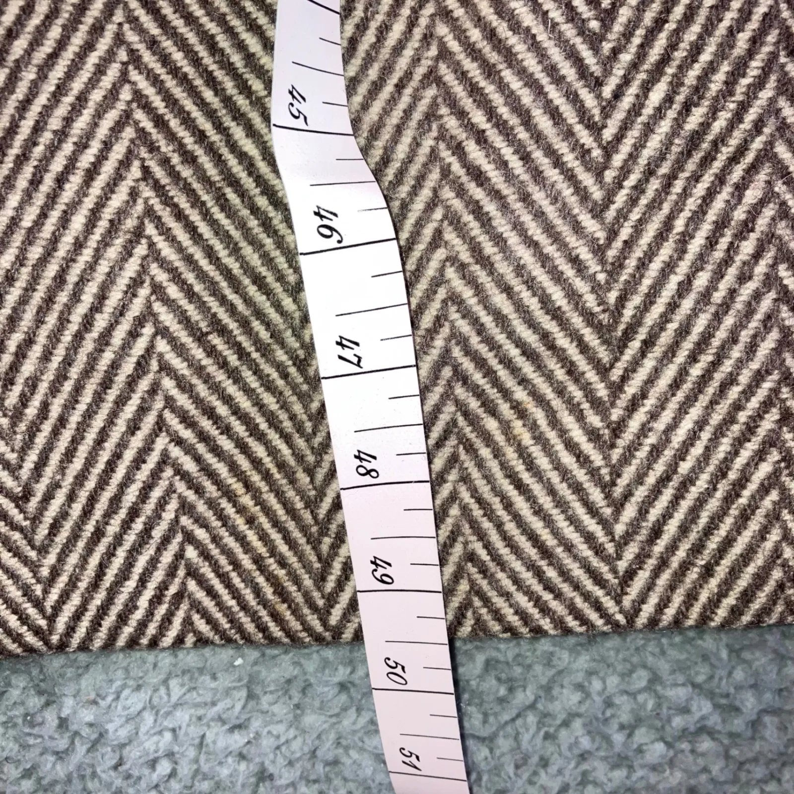 Vintage Herringbone Double Breasted Full Length 100% Wool OverCoat Women 10 Brown - Image 5