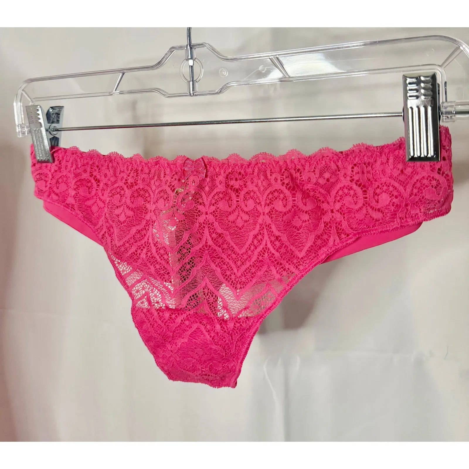 NWT Intimissimi Satin and Lace with Brazilian Panties Pink Fuchsia sz. M Size M - Image 7