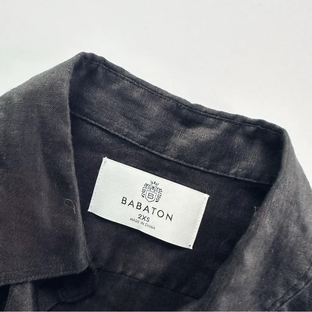 NEW Aritzia Babaton Button Up Utility Linen Shirt Black - Image 13