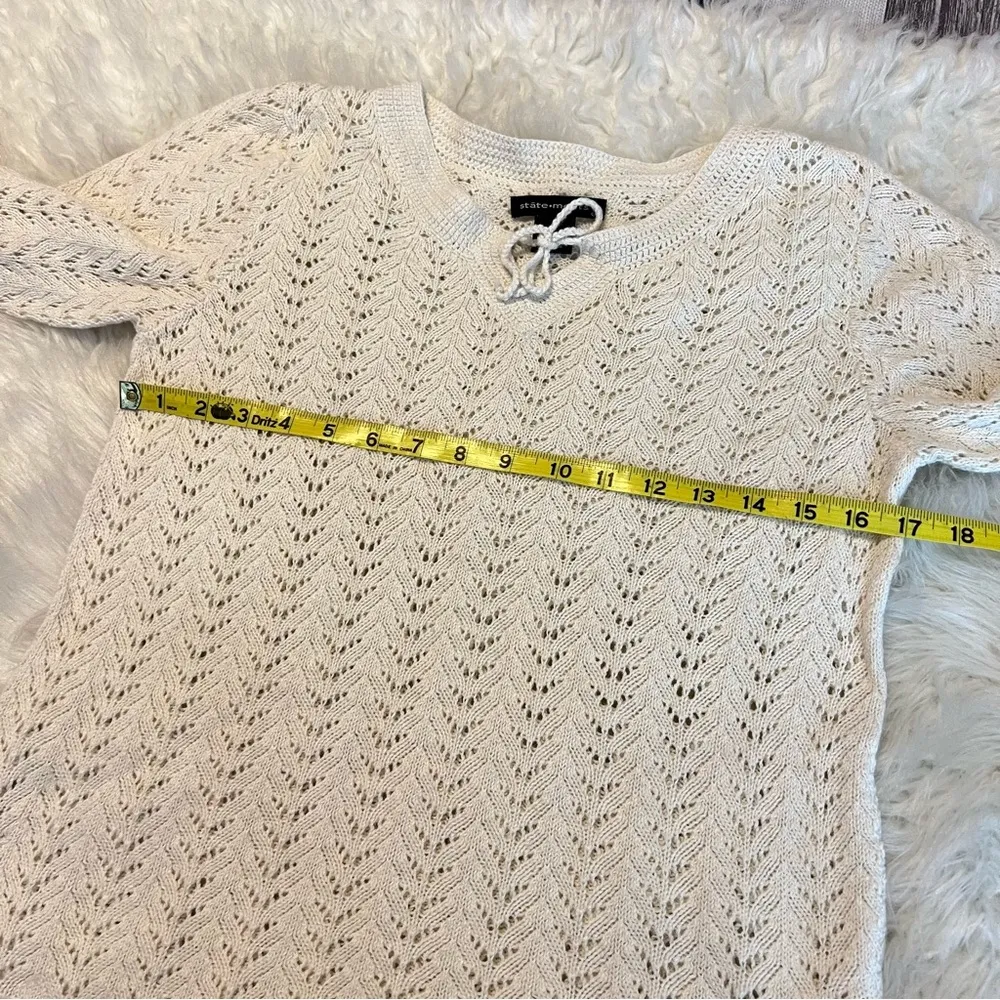 Statements Cotton Linen Blend Sweater Size Large Cream Color Spring Boho Beach - Image 3