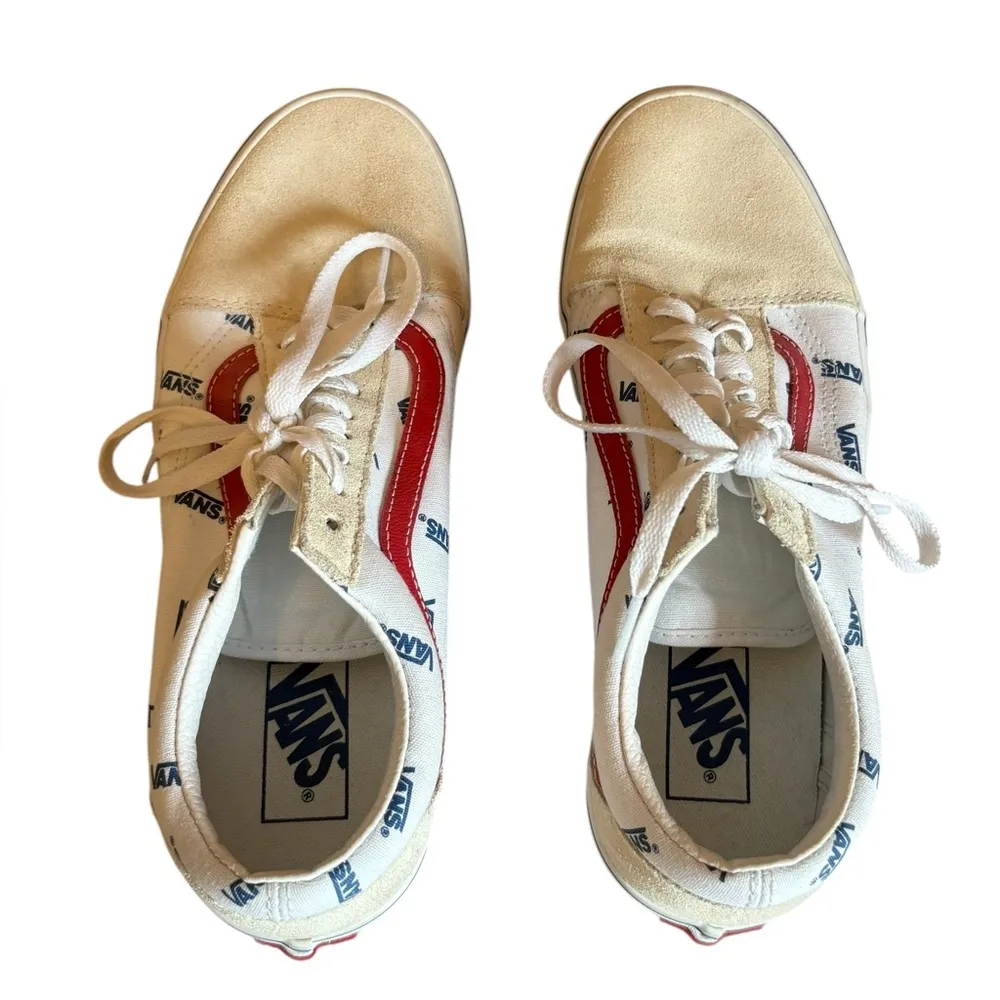 Vans Old Skool Canvas Low Top Sneaker All Over Logo Mens 8.5 Womens 10 - Image 7