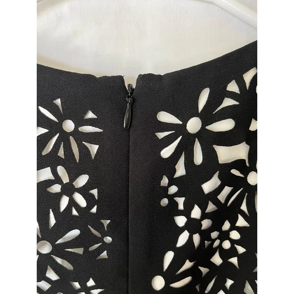 Calvin Klein Black Floral Laser Cut Sheath Dress 6 Petite Cocktail party wedding - Image 4