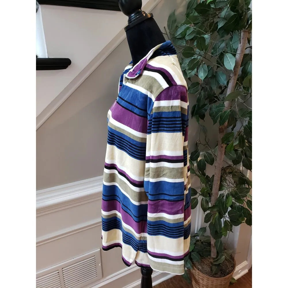 Alfred Dunner Sweater Women Large Multi Striped Long Sleeve Quarter Zip Pullover - Image 10