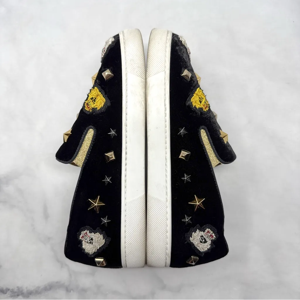 Christian Louboutin Miss Academy Velvet Slip On Flat Sneaker Shoes Black 35 - Image 8