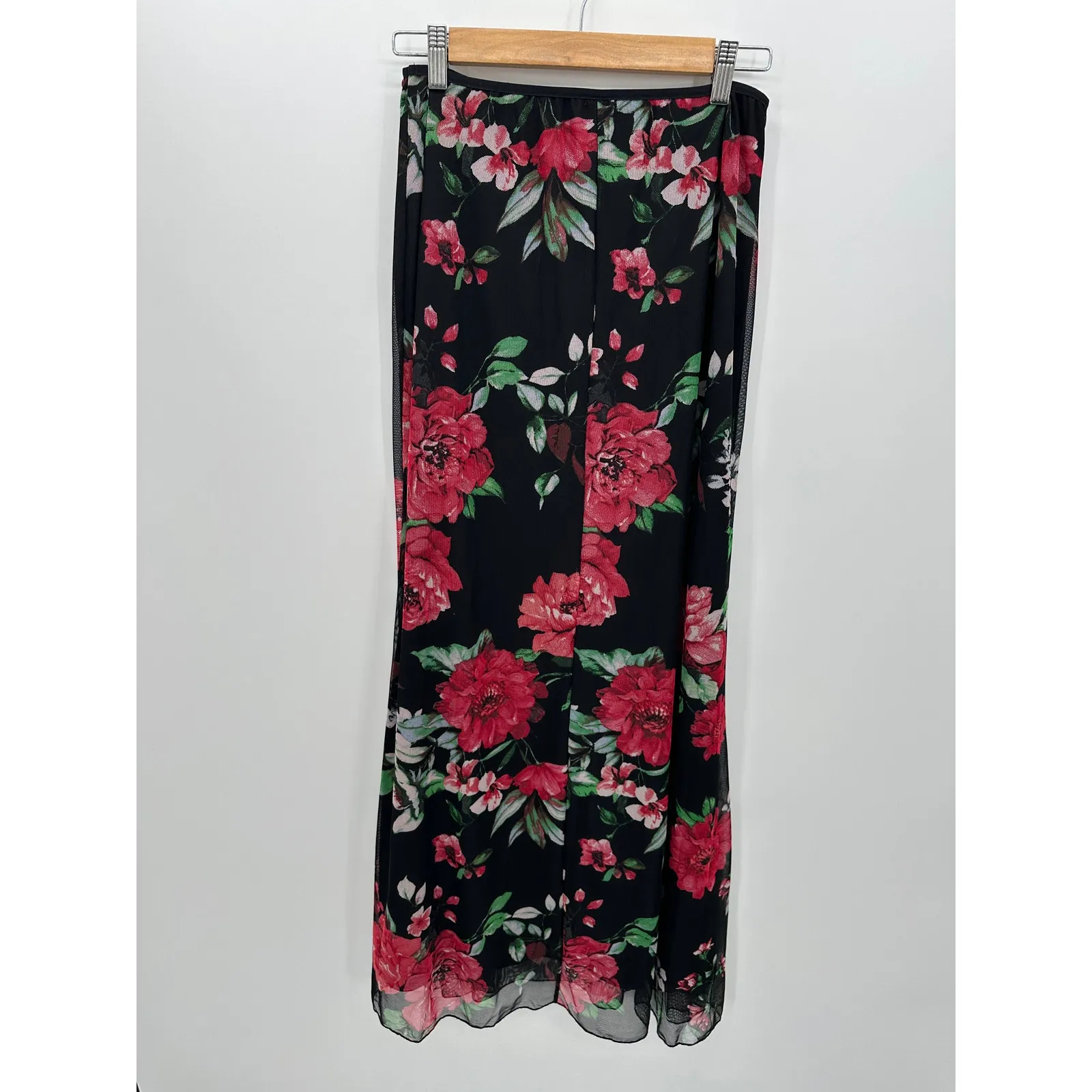 24 Seven Womens Black Floral Maxi Dress Lined Size L Dark Whimsigoth Fairy Y2K Size L - Image 2