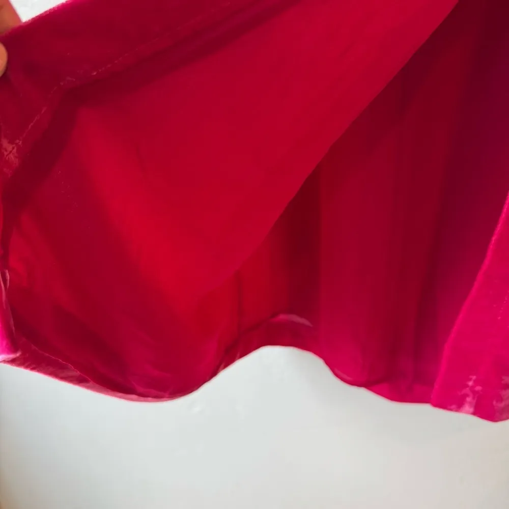 Rachel Zoe Fuchsia Hot Pink Velvet Pull On Midi Slip Skirt with Side Slit - Image 3