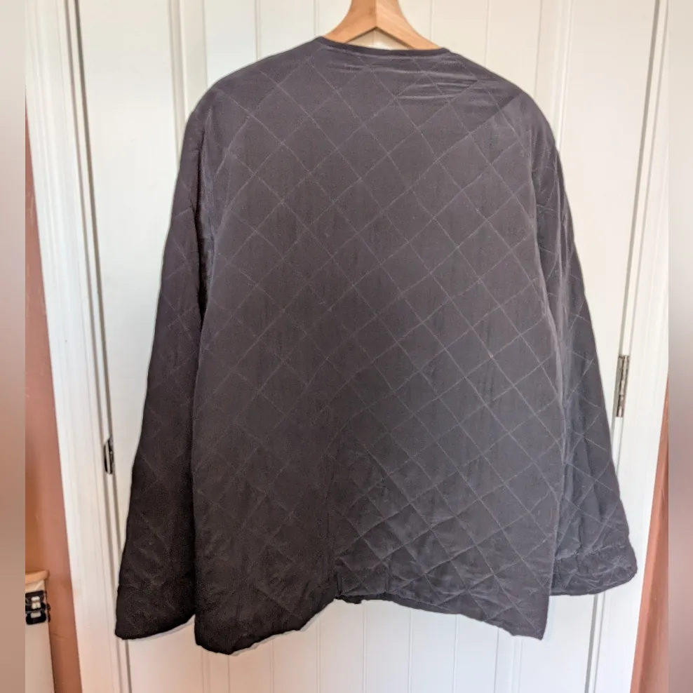 Silk Boutique Quilted Button Up House Jacket Women's Large Black - Image 2