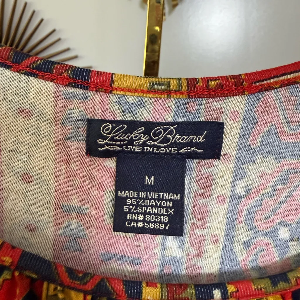 Lucky Brand Red and Yellow Printed Dress - Image 3