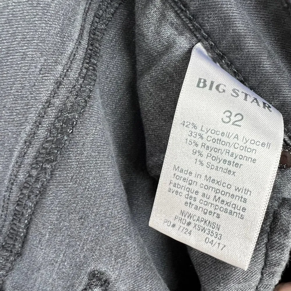 Big Star Capella High Rise Skinny Black Wash Plus Size 32 L610 - Image 11