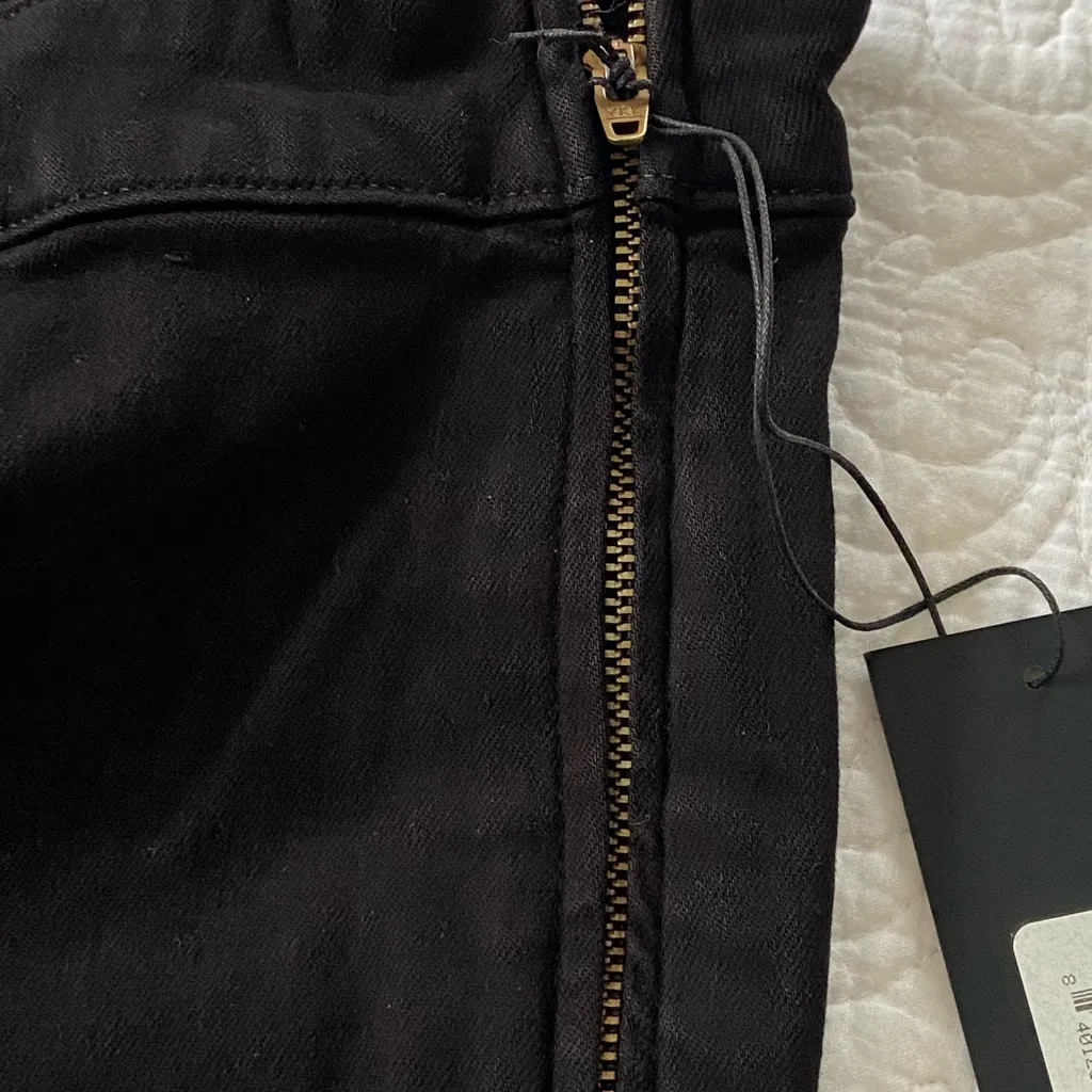 Edwin Lark Pull On Jet Black Boot Cut Side Zipper Jeans Size 34 Minimalist - Image 7