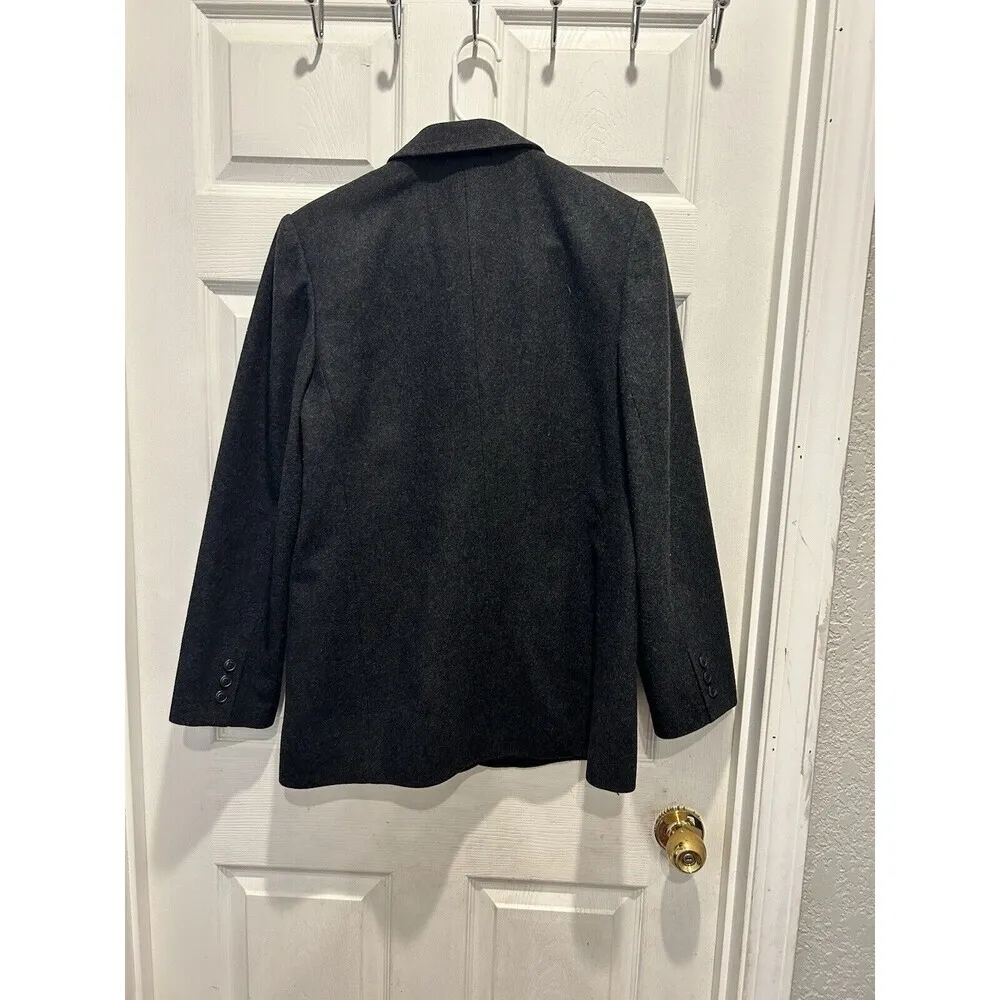 Vintage Eddie Bauer Charcoal Gray Wool Flannel Blazer Jacket  Womens Size Medium - Image 7
