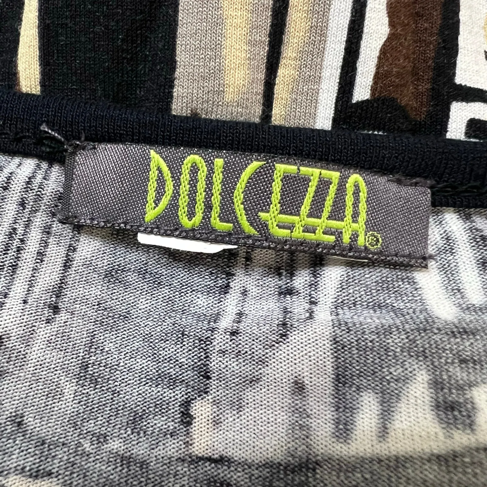 Dolcezza Womens Shirt Top Full Zip Long Sleeve Ribbed Ruffled Hem Black Brown S - Image 7