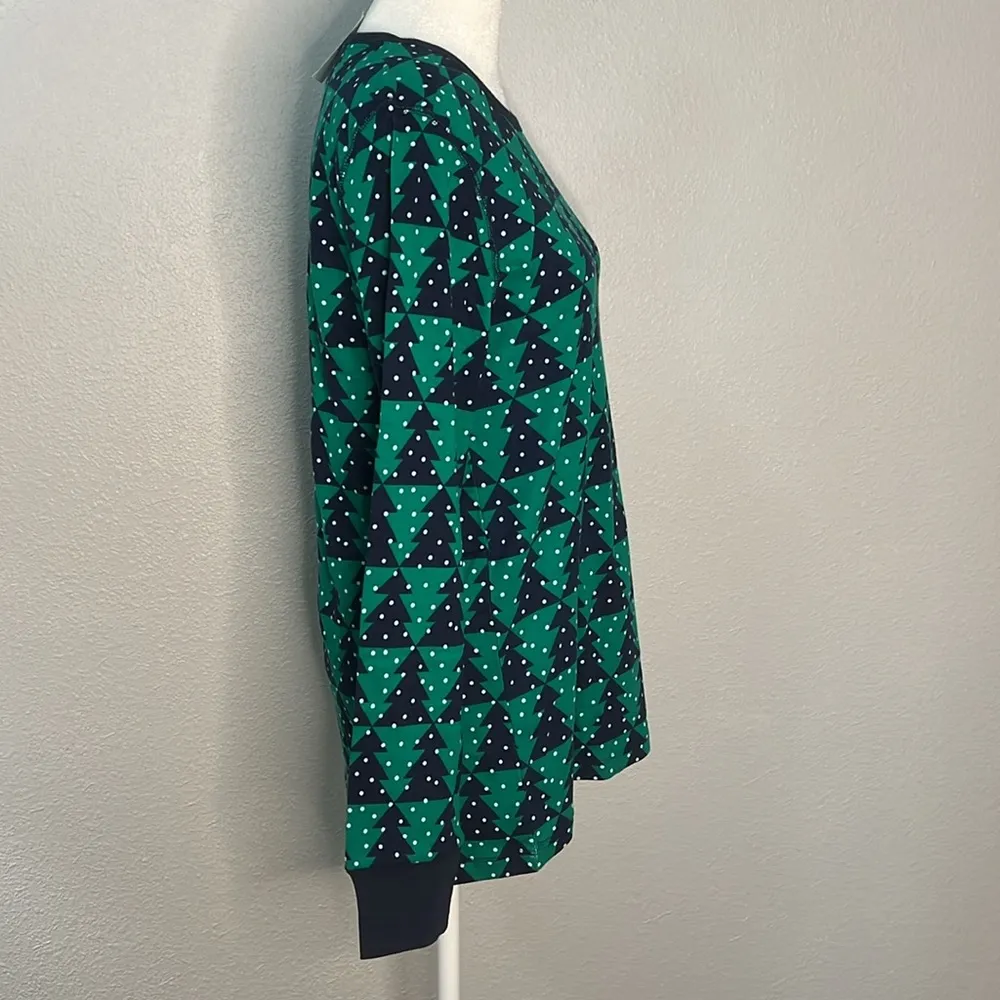 JCrew Factory Christmas Tree Pajama Top Size Medium NWT Blue - Image 2